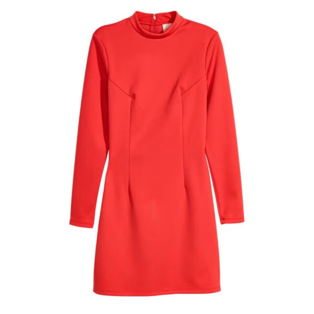 Niki Minaj x  For H&M fitted long sleeve dress red orange size xs form fitting